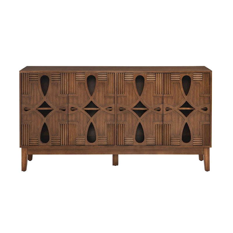 Mid Century Modern Sideboard Buffet Cabinet with Storage, Storage Cabinet with 4 Doors & Adjustable Shelves
