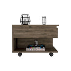 Lift Top Coffee Table for Living Room, Casters, Dark Brown Finish