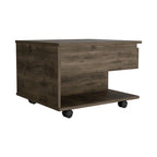 Lift Top Coffee Table for Living Room, Casters, Dark Brown Finish