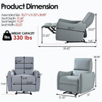 Power Recliner Wall Hugger,Small Power Recliner for Living Room,Electric Recliner for small space,Reclining Sofa