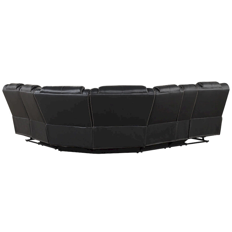Modern Faux Leather Manual Reclining with Center Console with LED Light Strip,Living Room Furniture Set,PU Symmetrical Couch