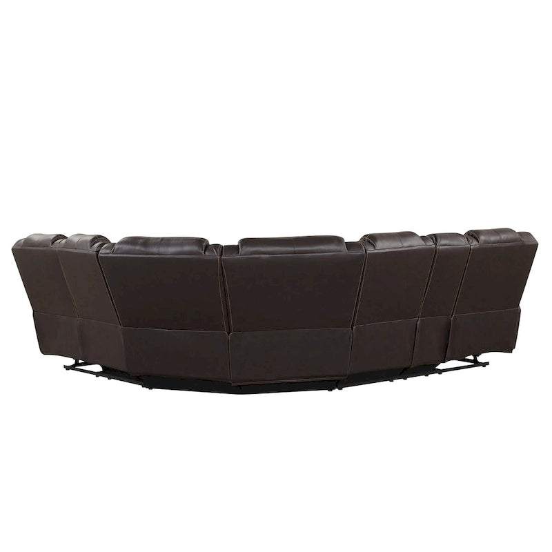 Modern Faux Leather Manual Reclining with Center Console with LED Light Strip,Living Room Furniture Set,PU Symmetrical Couch