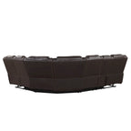 Modern Faux Leather Manual Reclining with Center Console with LED Light Strip,Living Room Furniture Set,PU Symmetrical Couch