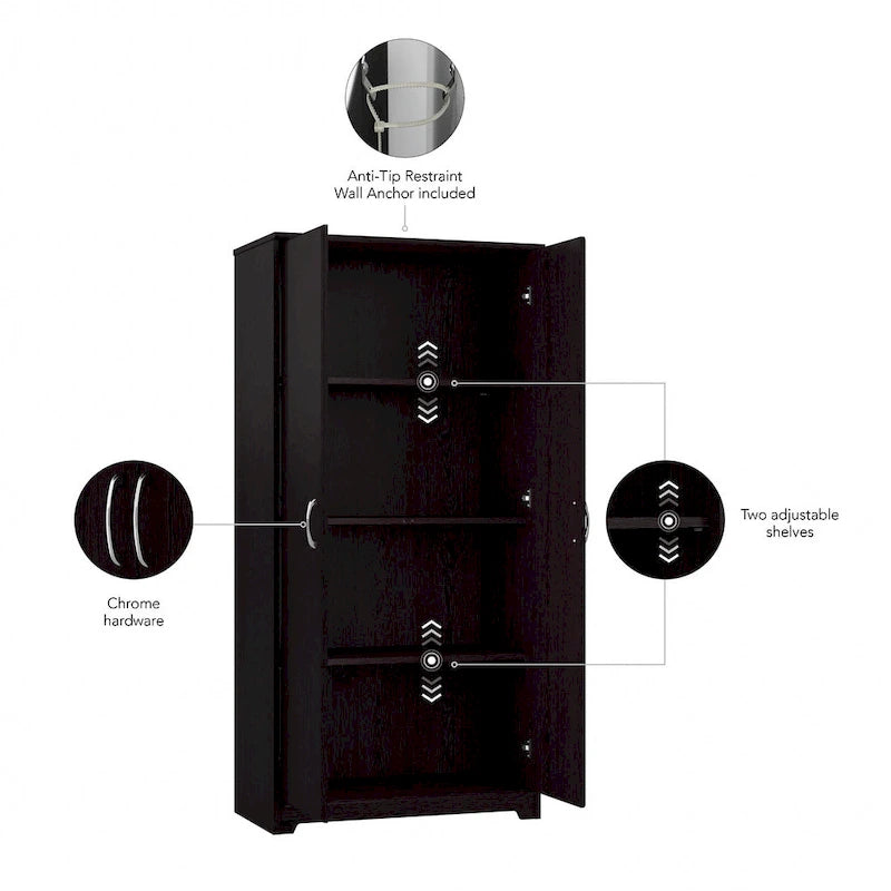 Cabot Tall Bathroom Storage Cabinet with Doors by Bush Furniture