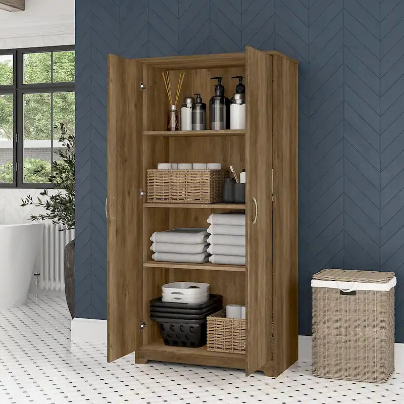 Cabot Tall Bathroom Storage Cabinet with Doors by Bush Furniture