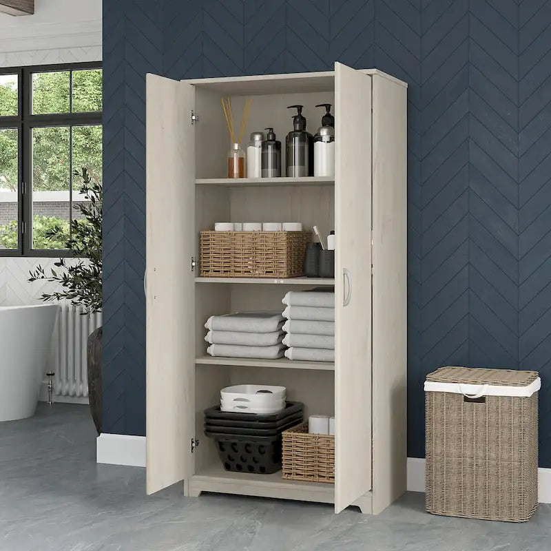 Cabot Tall Bathroom Storage Cabinet with Doors by Bush Furniture