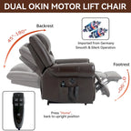 Genuine Leather Power Lift Recliner Chair with Massage and Lumbar Heat, USB Ports