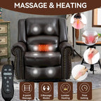 Genuine Leather Power Lift Recliner Chair with Massage and Lumbar Heat, USB Ports