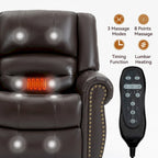 Genuine Leather Power Lift Recliner Chair with Massage and Lumbar Heat, USB Ports