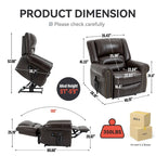 Genuine Leather Power Lift Recliner Chair with Massage and Lumbar Heat, USB Ports