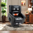 Genuine Leather Power Lift Recliner Chair with Massage and Lumbar Heat, USB Ports