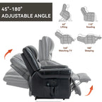 Genuine Leather Power Lift Recliner Chair with Massage and Lumbar Heat, USB Ports