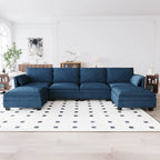 Christopher Knight Home - Noah 141.5 U-Shaped 6-Seater Sofa Couch with Movable Ottoman and Armrest Pockets, Fabric Upholstery