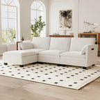 Christopher Knight Home - Noah 141.5 U-Shaped 6-Seater Sofa Couch with Movable Ottoman and Armrest Pockets, Fabric Upholstery