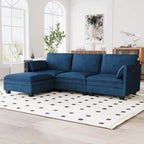 Christopher Knight Home - Noah 141.5 U-Shaped 6-Seater Sofa Couch with Movable Ottoman and Armrest Pockets, Fabric Upholstery