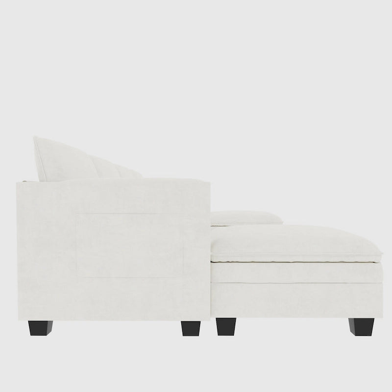 Christopher Knight Home - Noah 141.5 U-Shaped 6-Seater Sofa Couch with Movable Ottoman and Armrest Pockets, Fabric Upholstery