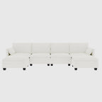Christopher Knight Home - Noah 141.5 U-Shaped 6-Seater Sofa Couch with Movable Ottoman and Armrest Pockets, Fabric Upholstery