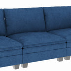 Christopher Knight Home - Noah 141.5 U-Shaped 6-Seater Sofa Couch with Movable Ottoman and Armrest Pockets, Fabric Upholstery