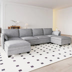 Christopher Knight Home - Noah 141.5 U-Shaped 6-Seater Sofa Couch with Movable Ottoman and Armrest Pockets, Fabric Upholstery