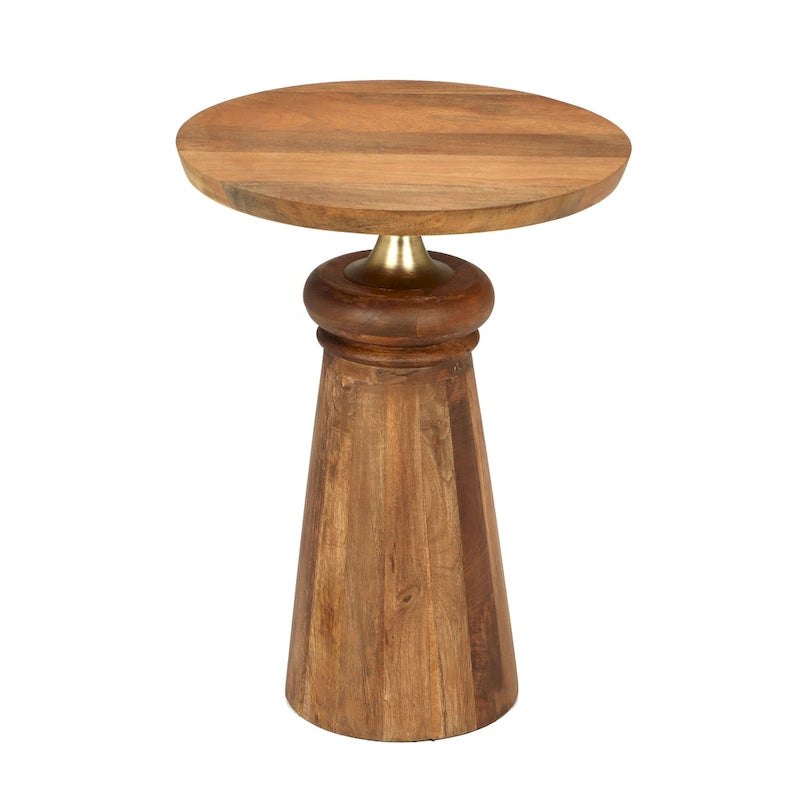 Christopher Knight Home Mango Wood and Metal Pedestal End Table