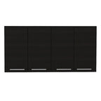 HomeRoots 47 Black Wood Wall Mounted Accent Cabinet With Four Doors