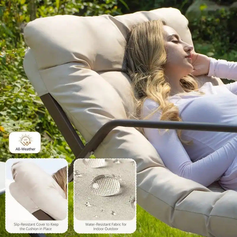 FINCATI Indoor Royal Oversized Rocking Lounge Chair, 450 lbs Extra Large Outdoor Recliner with Comfy Water-resistant Cushions