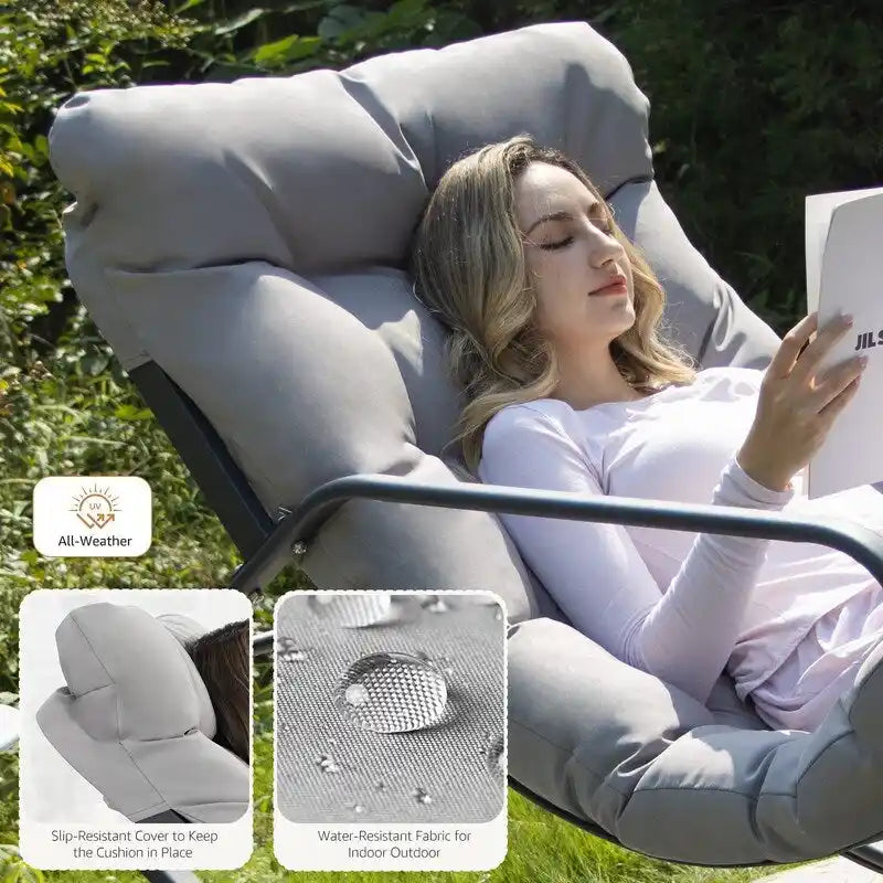 FINCATI Indoor Royal Oversized Rocking Lounge Chair, 450 lbs Extra Large Outdoor Recliner with Comfy Water-resistant Cushions