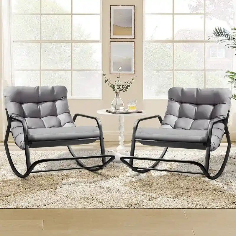 FINCATI Indoor Royal Oversized Rocking Lounge Chair, 450 lbs Extra Large Outdoor Recliner with Comfy Water-resistant Cushions