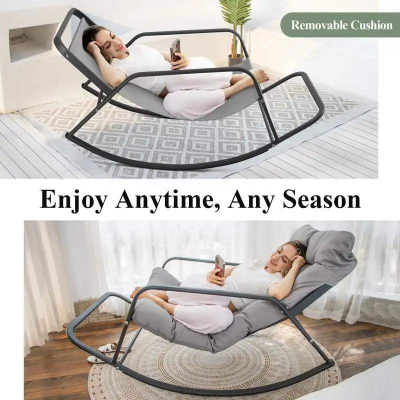 FINCATI Indoor Royal Oversized Rocking Lounge Chair, 450 lbs Extra Large Outdoor Recliner with Comfy Water-resistant Cushions