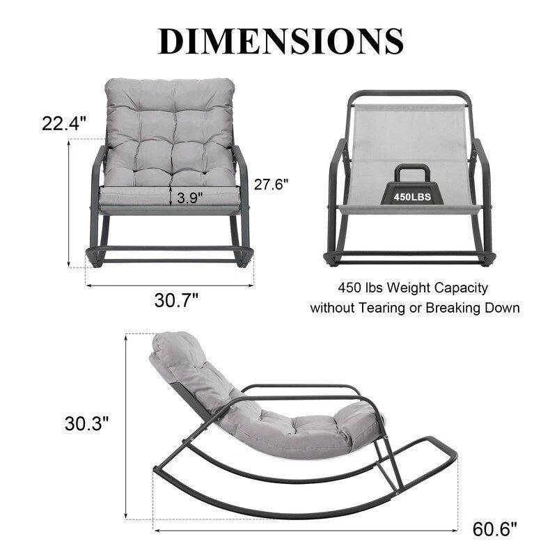 FINCATI Indoor Royal Oversized Rocking Lounge Chair, 450 lbs Extra Large Outdoor Recliner with Comfy Water-resistant Cushions