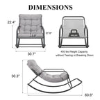 FINCATI Indoor Royal Oversized Rocking Lounge Chair, 450 lbs Extra Large Outdoor Recliner with Comfy Water-resistant Cushions