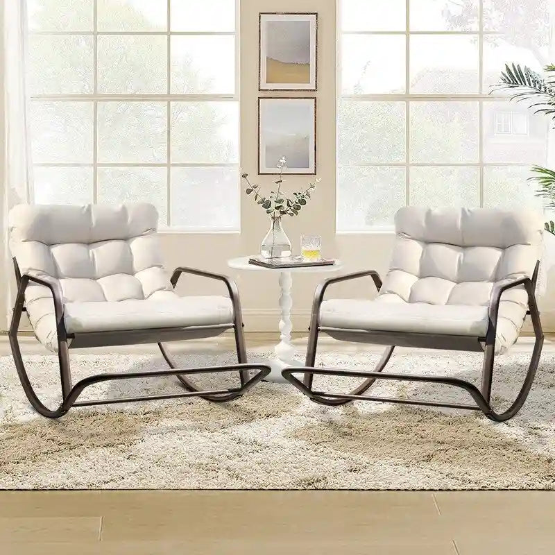 FINCATI Indoor Royal Oversized Rocking Lounge Chair, 450 lbs Extra Large Outdoor Recliner with Comfy Water-resistant Cushions