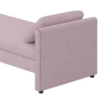 Roomfitters Upholstered Chaise Daybed with 2 Drawers and Pillows, Compact Lounger for Living Room, Linen Fabric