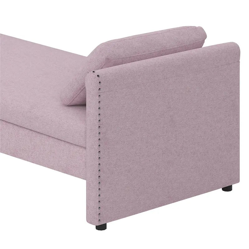 Roomfitters Upholstered Chaise Daybed with 2 Drawers and Pillows, Compact Lounger for Living Room, Linen Fabric