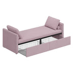 Roomfitters Upholstered Chaise Daybed with 2 Drawers and Pillows, Compact Lounger for Living Room, Linen Fabric
