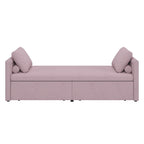 Roomfitters Upholstered Chaise Daybed with 2 Drawers and Pillows, Compact Lounger for Living Room, Linen Fabric