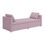 Roomfitters Upholstered Chaise Daybed with 2 Drawers and Pillows, Compact Lounger for Living Room, Linen Fabric