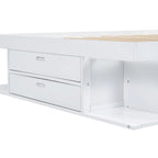 Roomfitters Queen Size Platform Bed, Storage Drawers, Open Shelves, No Box Spring Needed, White