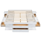Roomfitters Queen Size Platform Bed, Storage Drawers, Open Shelves, No Box Spring Needed, White