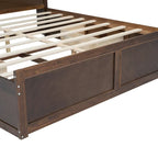 King Solid Wood Bed with Storage Headboard, 2 Drawers & USB Ports