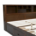 King Solid Wood Bed with Storage Headboard, 2 Drawers & USB Ports