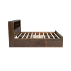 King Solid Wood Bed with Storage Headboard, 2 Drawers & USB Ports