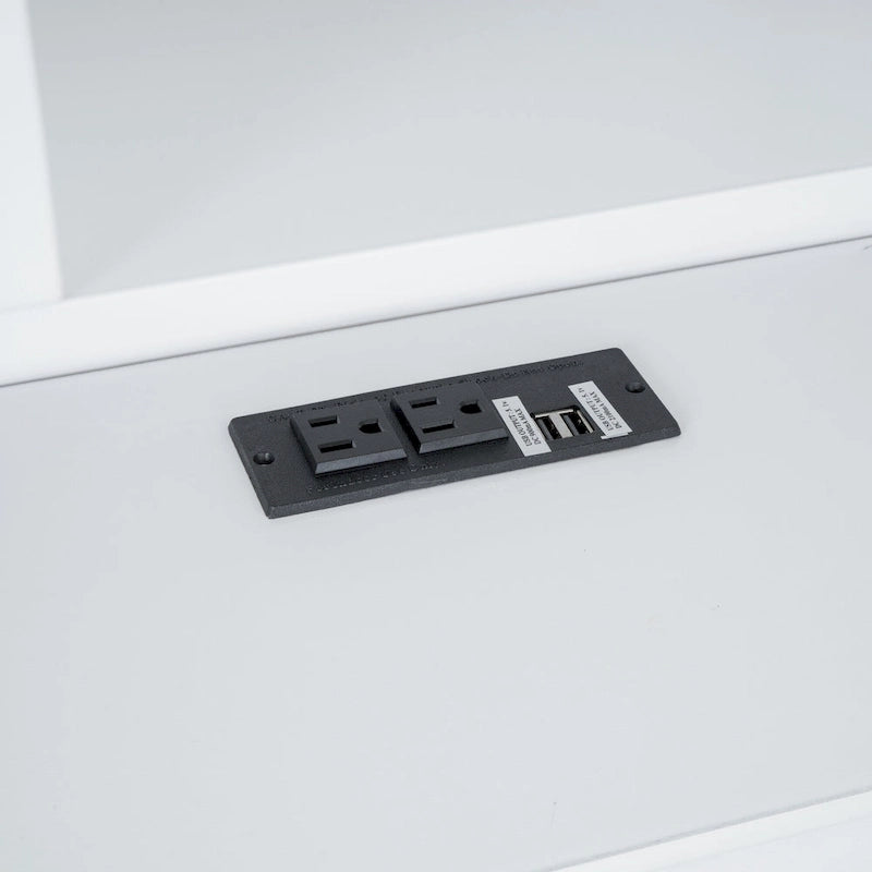 King Solid Wood Bed with Storage Headboard, 2 Drawers & USB Ports