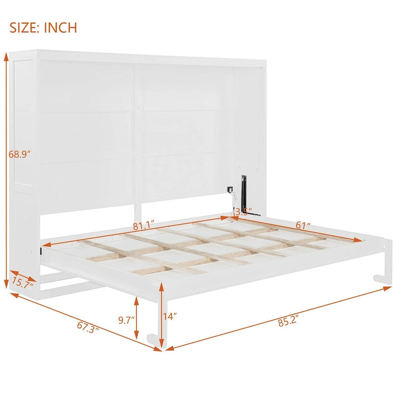 Queen Size Murphy Bed with Dual-Piston Mechanism, No Box Spring