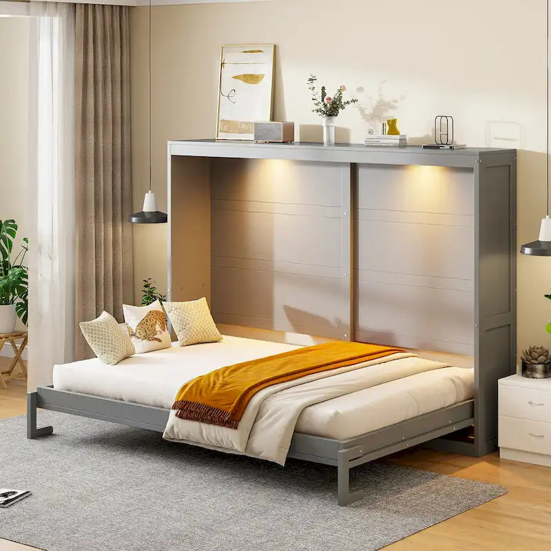 Queen Size Murphy Bed with Dual-Piston Mechanism, No Box Spring