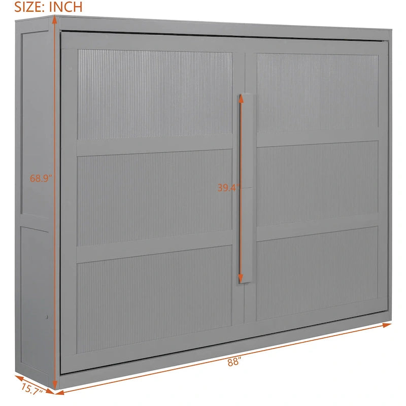 Queen Size Murphy Bed with Dual-Piston Mechanism, No Box Spring