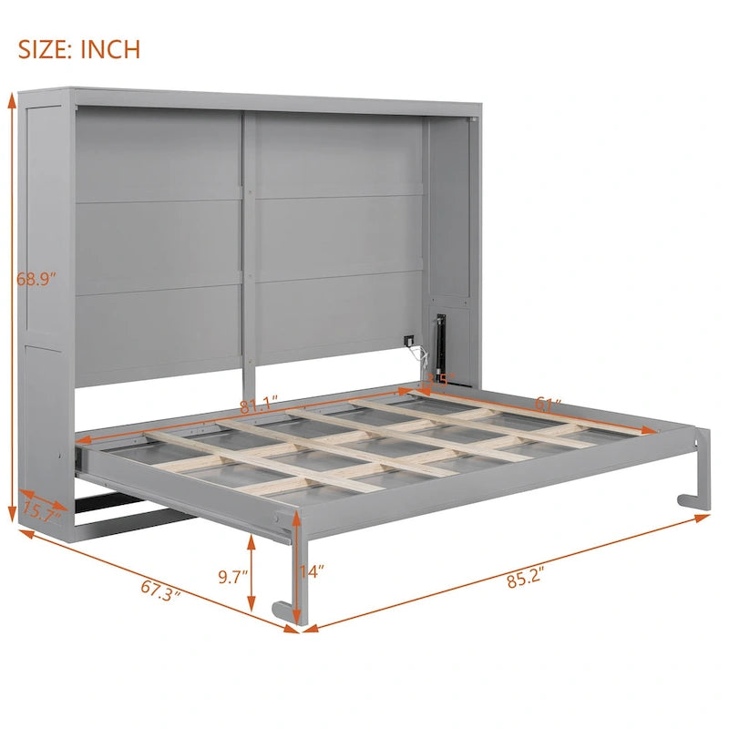 Queen Size Murphy Bed with Dual-Piston Mechanism, No Box Spring