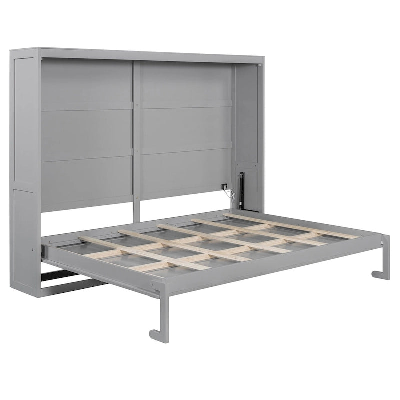 Queen Size Murphy Bed with Dual-Piston Mechanism, No Box Spring