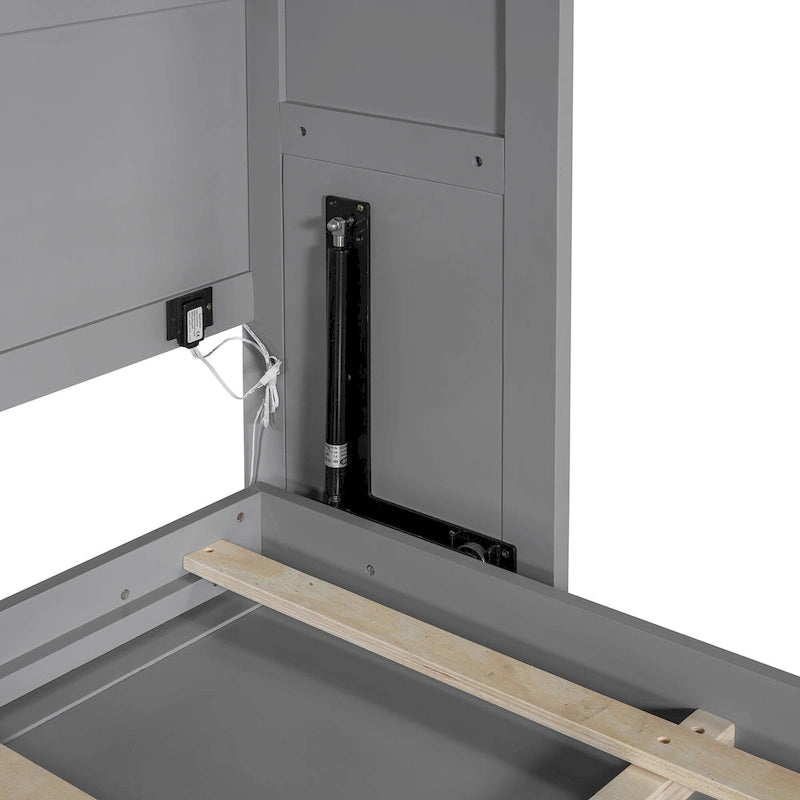 Queen Size Murphy Bed with Dual-Piston Mechanism, No Box Spring