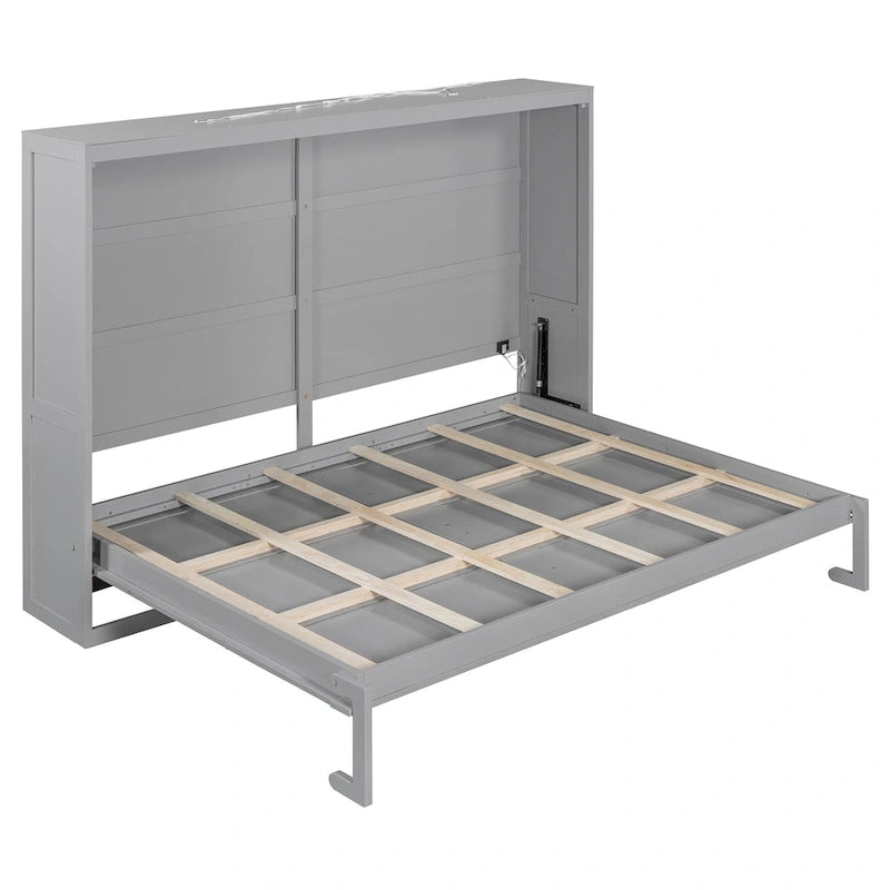 Queen Size Murphy Bed with Dual-Piston Mechanism, No Box Spring